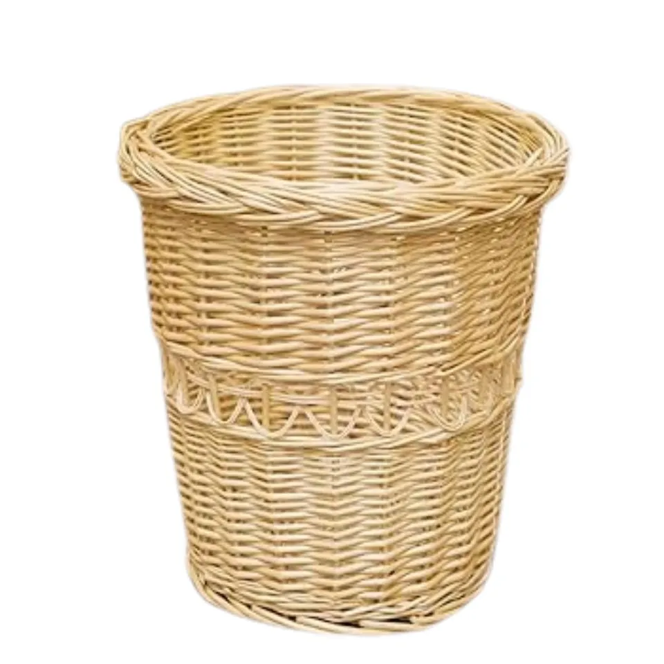 Round Rattan Trash Basket Hight Quality