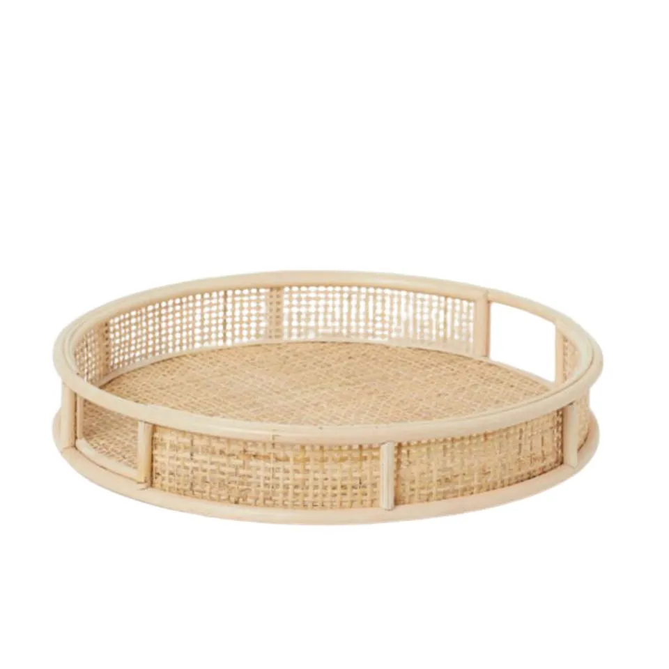 Round Rattan Wicker Serving Trays Hight Quality