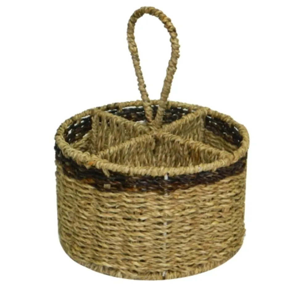 Round Seagrass Flatware Caddy Low Moq