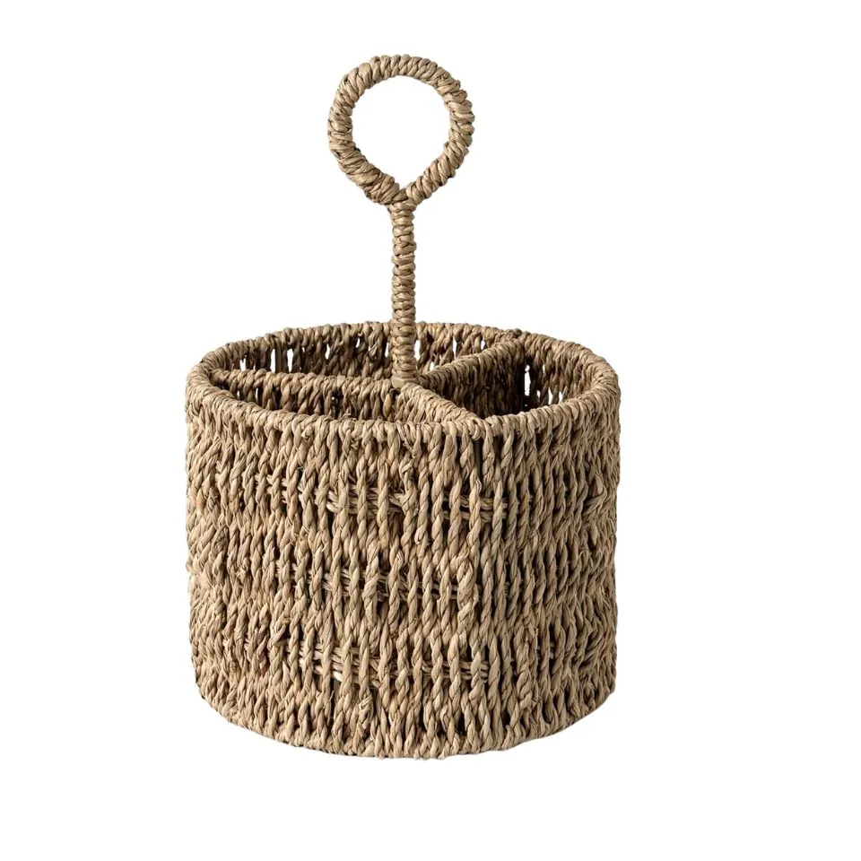 Round Seagrass Flatware Caddy Custom