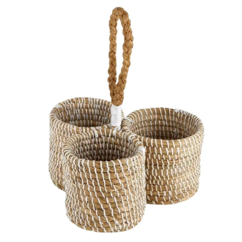 Round Seagrass Flatware Caddy Hight Quality