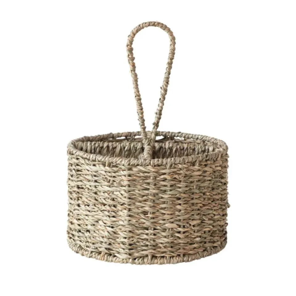 Round Seagrass Flatware Caddy Vietnam