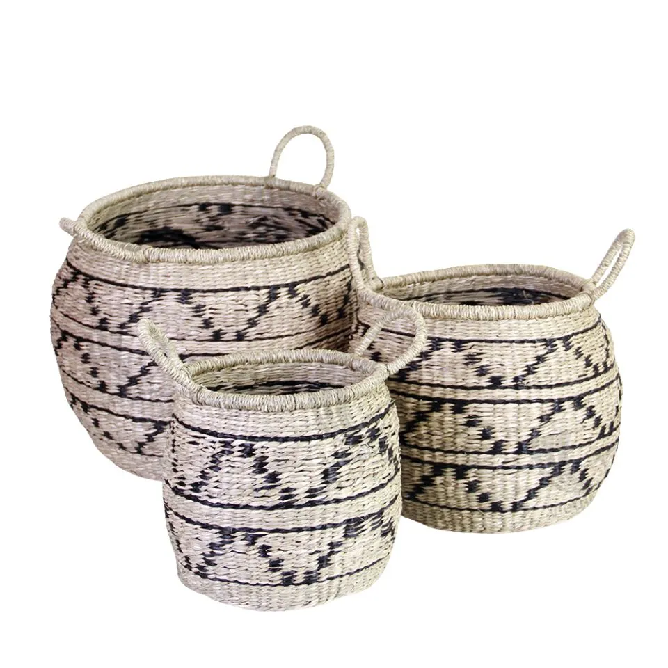 Round Seagrass Storage Basket Set Short Lead Time
