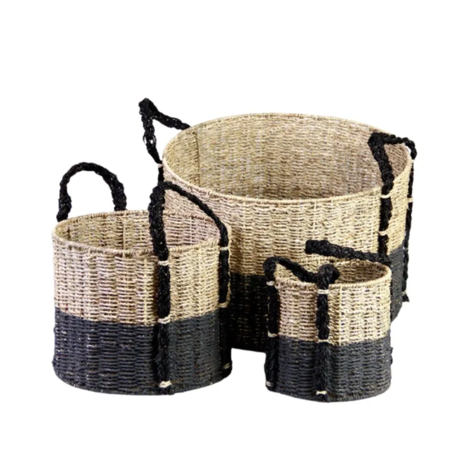 Round Seagrass Storage Basket Set Low Moq