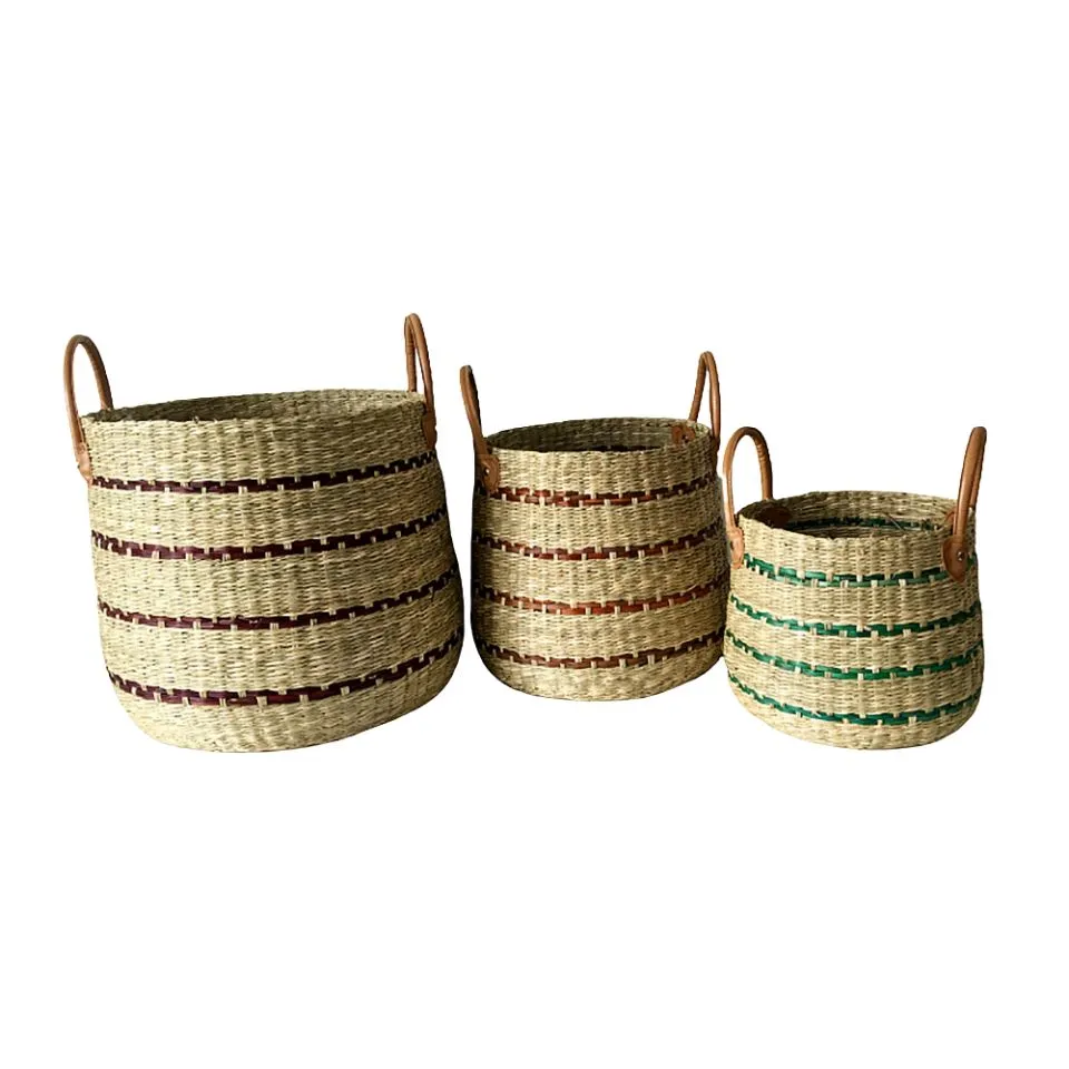 Round Seagrass Storage Basket Set Hight Quality