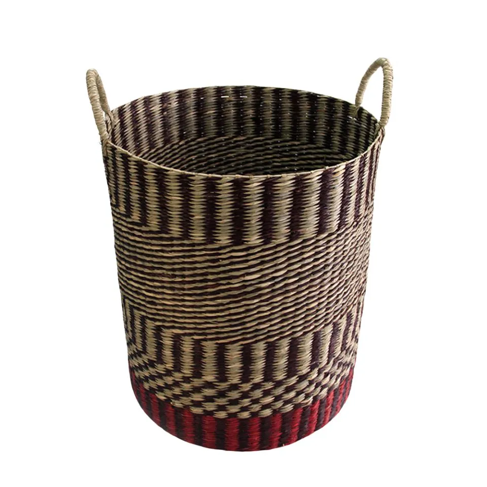 Round Seagrass Storage Basket with Handles Handicraft
