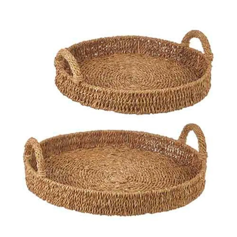 Round Seagrass Tray With Handles Manufacturer