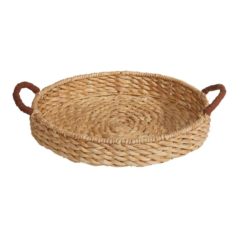 Round Seagrass Tray With Handles Custom