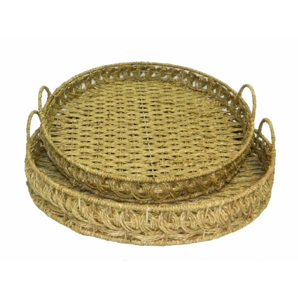 Round Seagrass Tray With Handles Short Lead Time