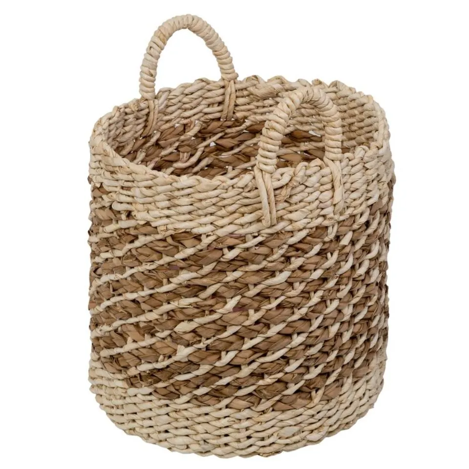 Round Water Hyacinth Storage Basket with Handles Custom