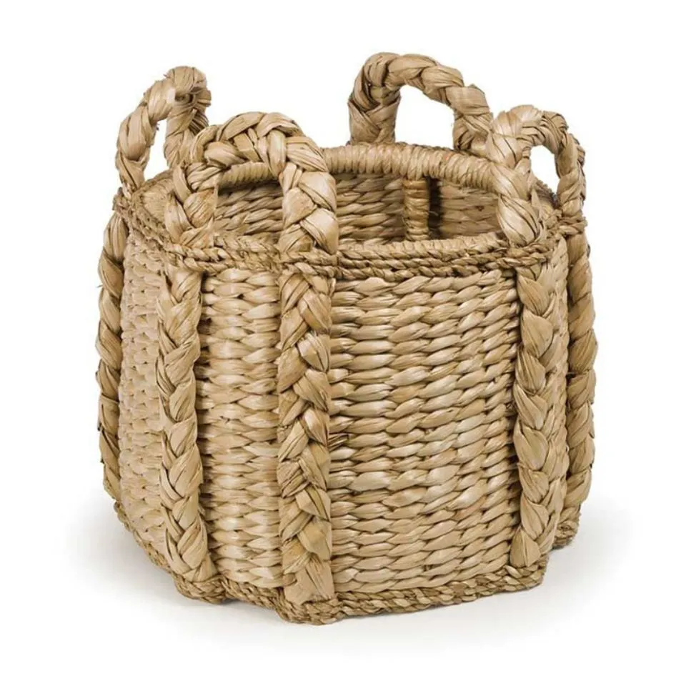 Round Water Hyacinth Storage Basket with Handles Low Moq