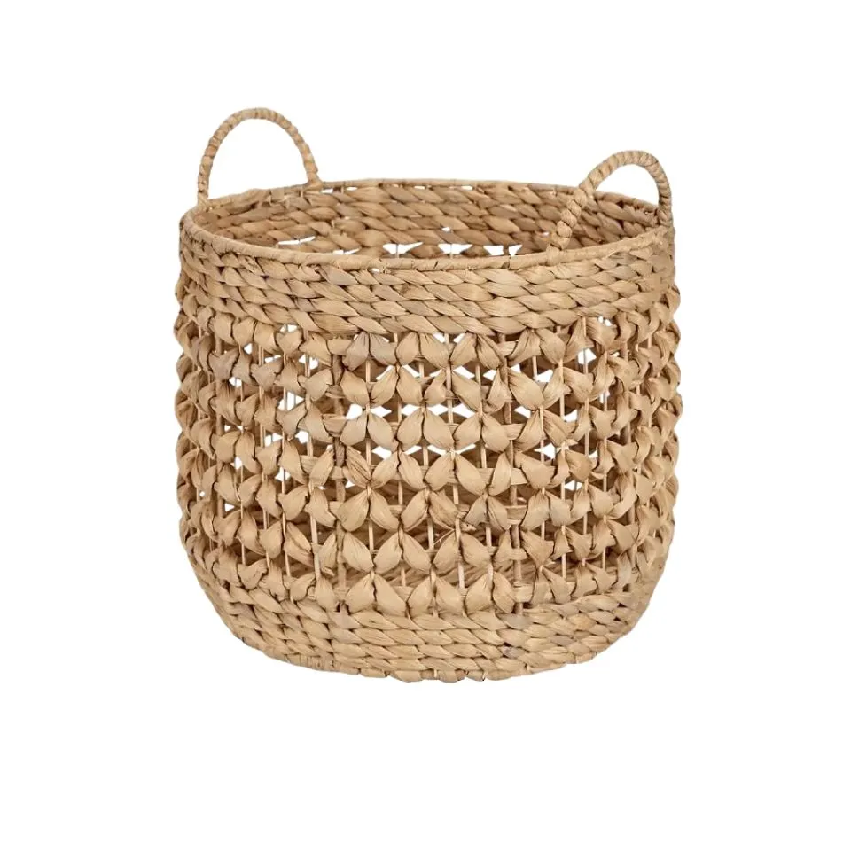 Round Water Hyacinth Storage Basket with Handles Manufacturer