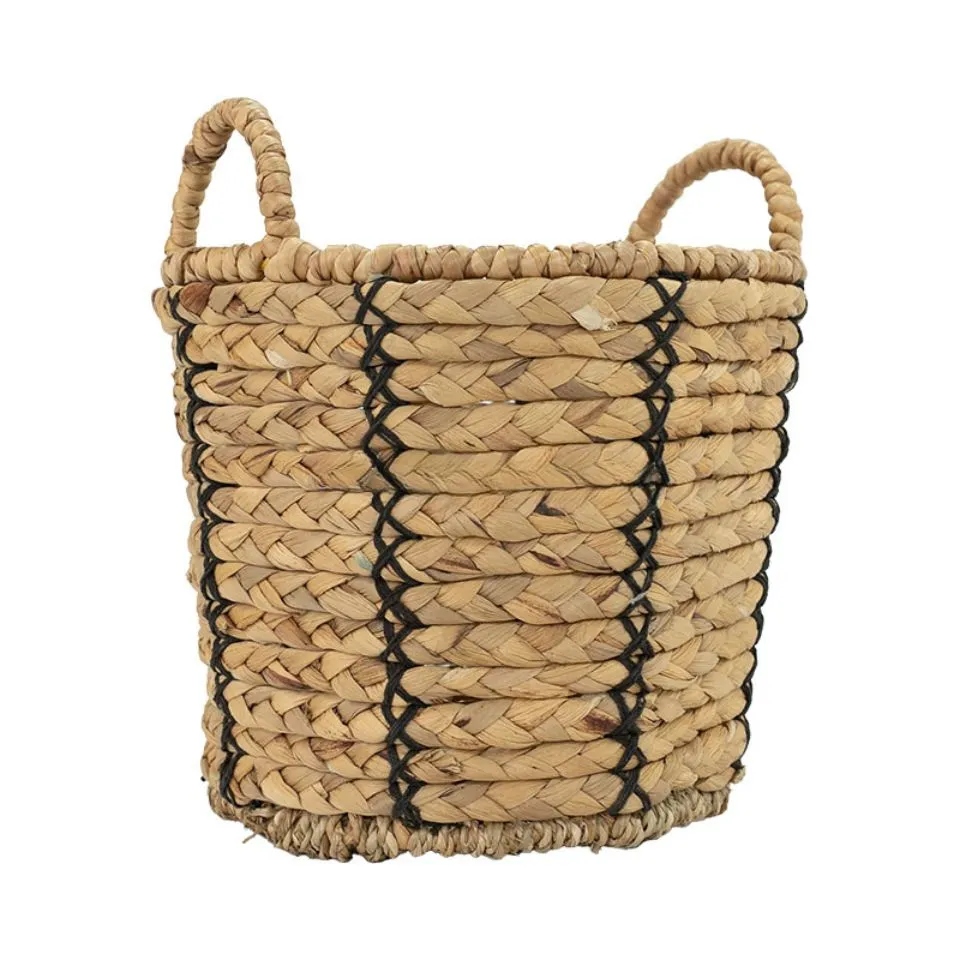 Round Water Hyacinth Storage Basket with Handles Vietnam