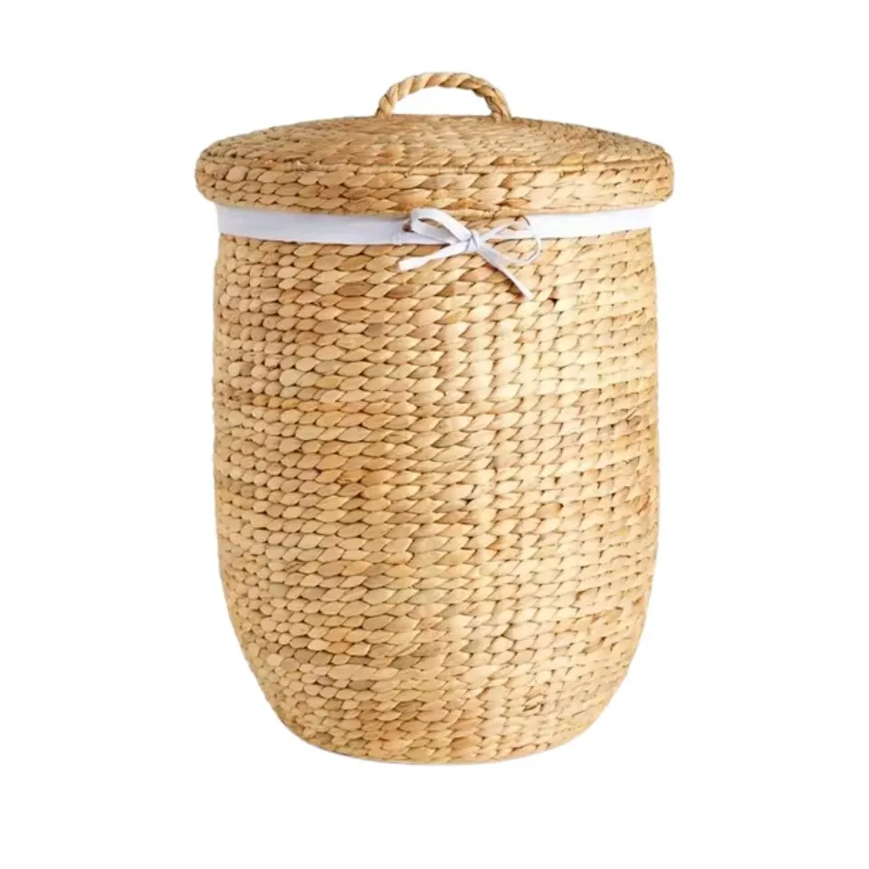 Round Water Hyacinth Hamper Manufacturer