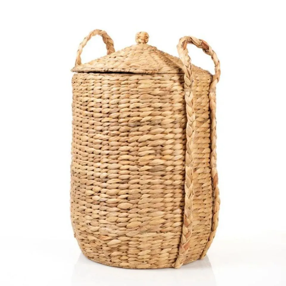 Round Water Hyacinth Hamper Private Label