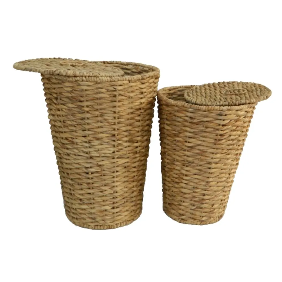 Round Water Hyacinth Hamper Custom