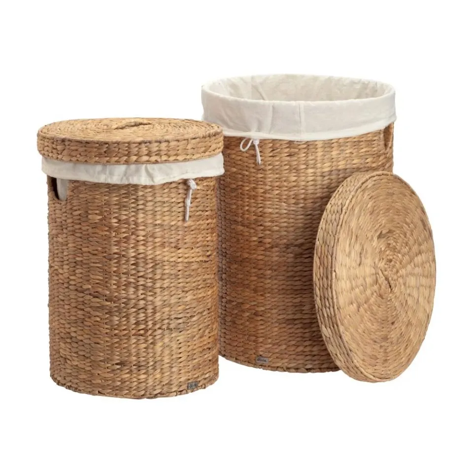 Round Water Hyacinth Hamper Hight Quality