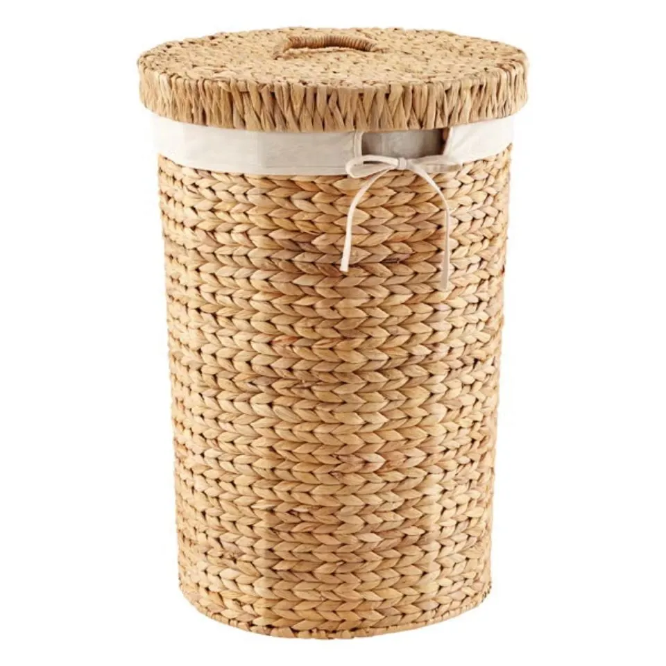 Round Water Hyacinth Hamper Handicraft