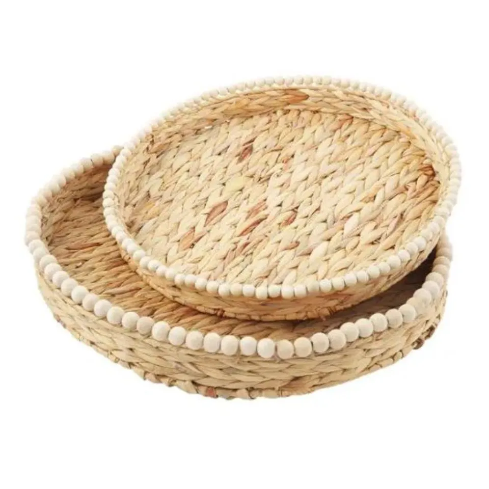 Round Water Hyacinth Serving Tray Handicraft