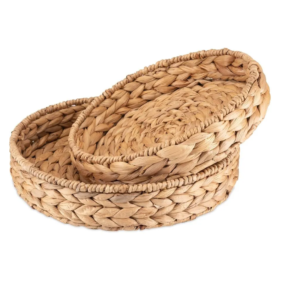 Round Water Hyacinth Serving Tray Low Moq