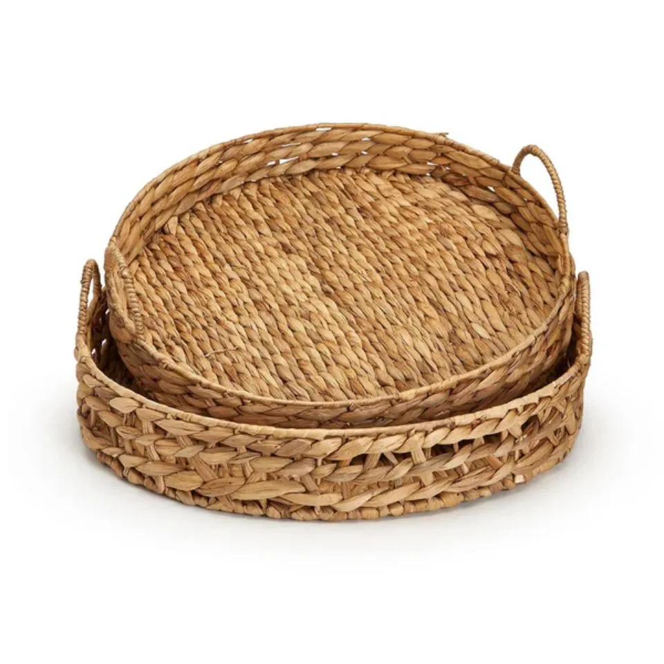 Round Water Hyacinth Serving Tray Short Lead Time