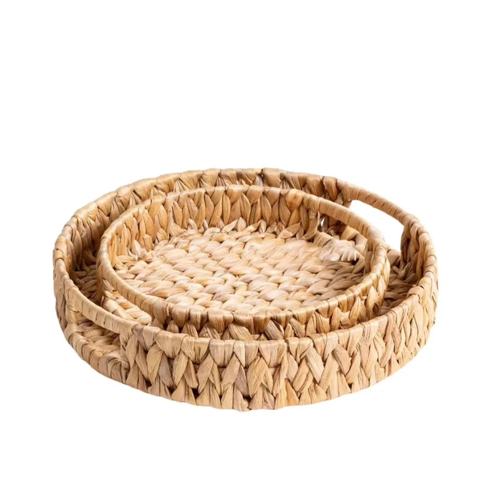 Round Water Hyacinth Serving Tray Manufacturer