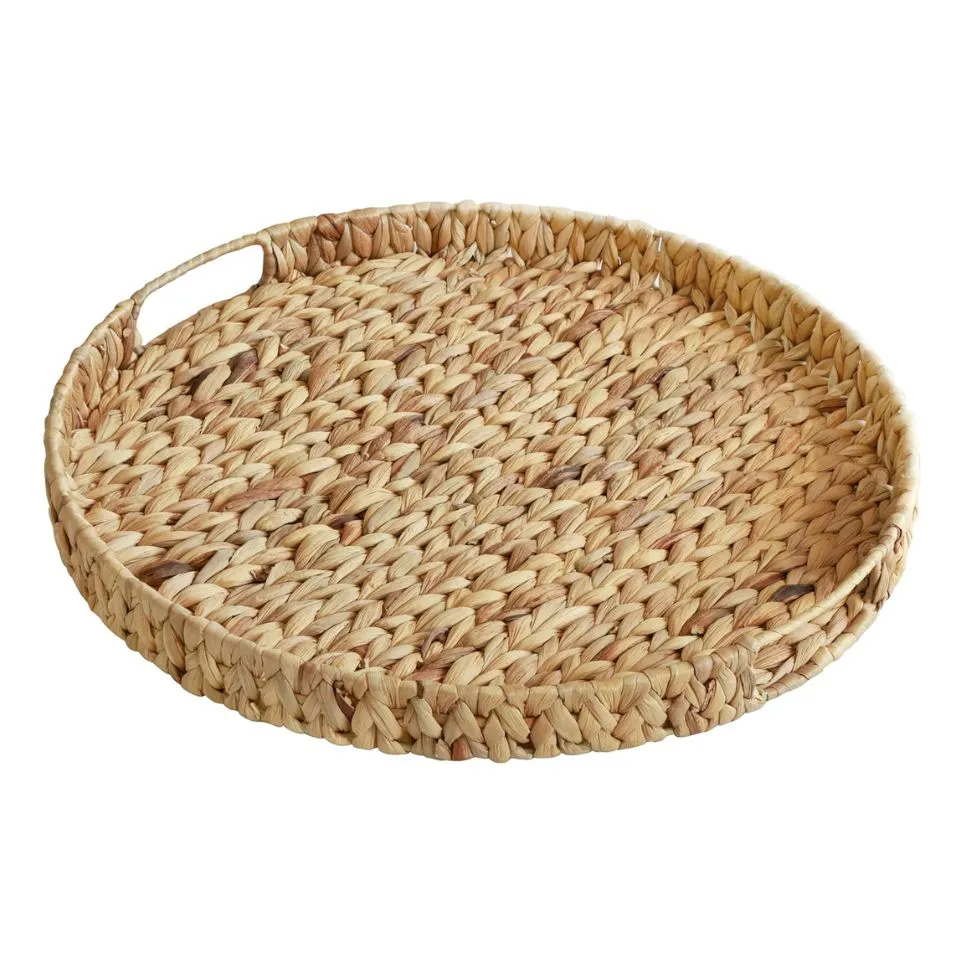 Round Water Hyacinth Serving Tray Custom