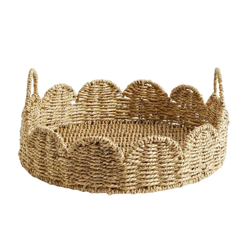Scalloped Edge Seagrass Serving Tray Custom
