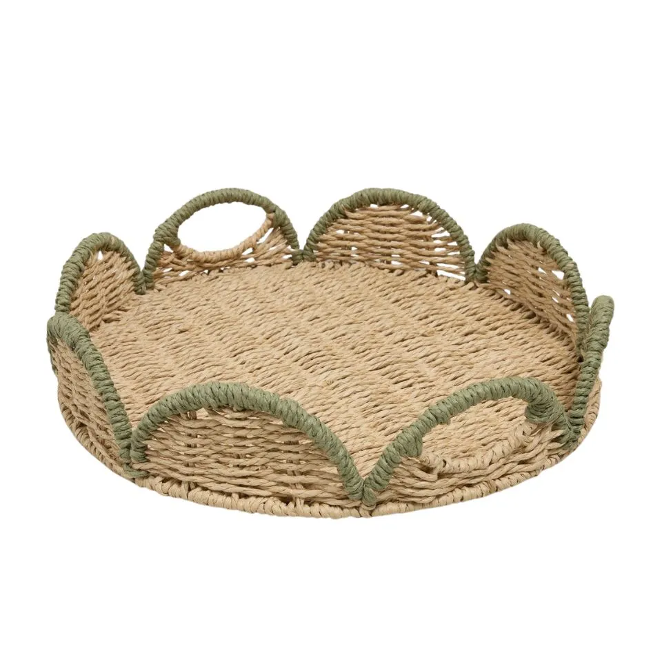 Scalloped Edge Seagrass Serving Tray Low Moq