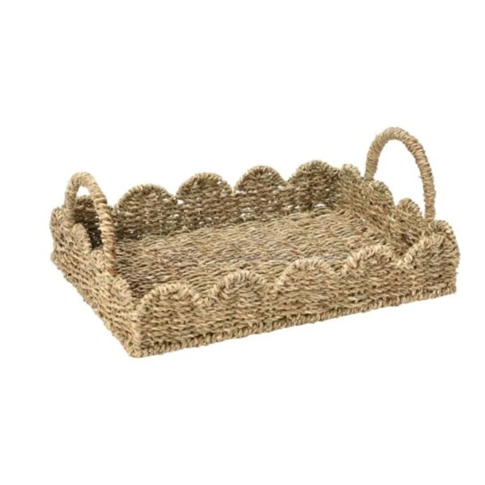 Scalloped Edge Seagrass Serving Tray Short Lead Time