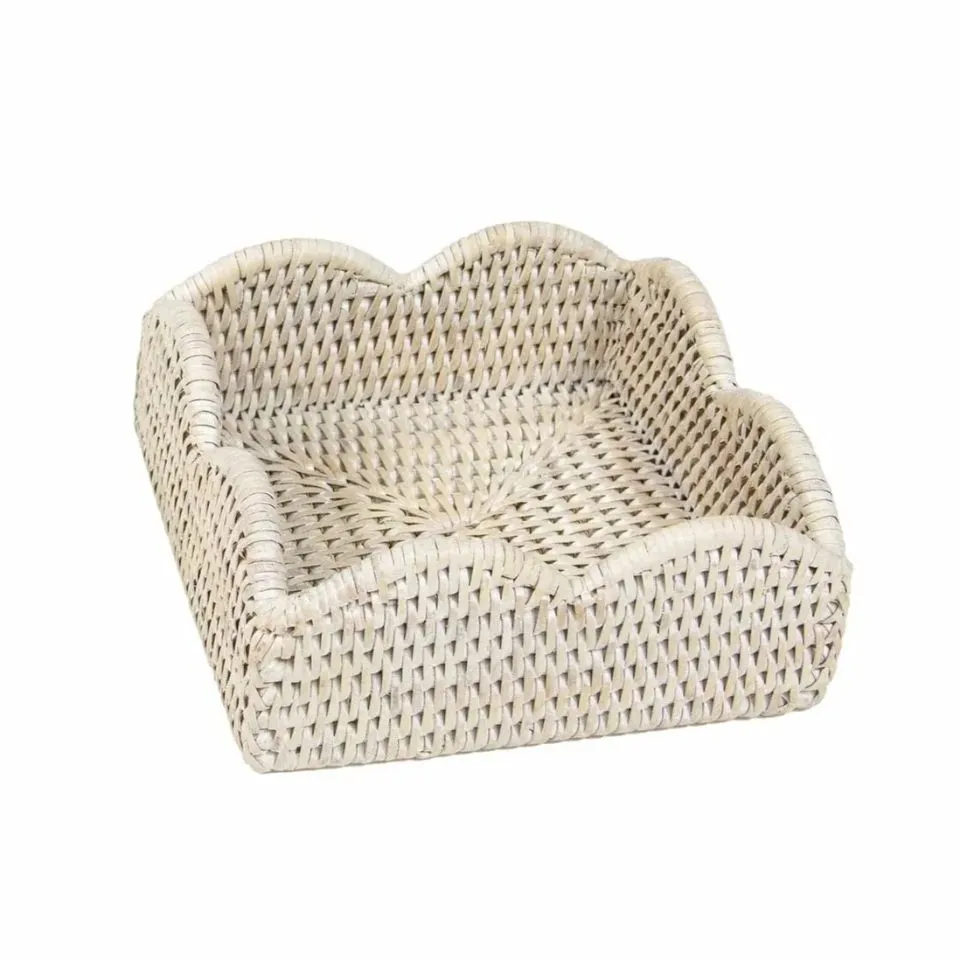 Scalloped Rattan Napkin Holder Hight Quality