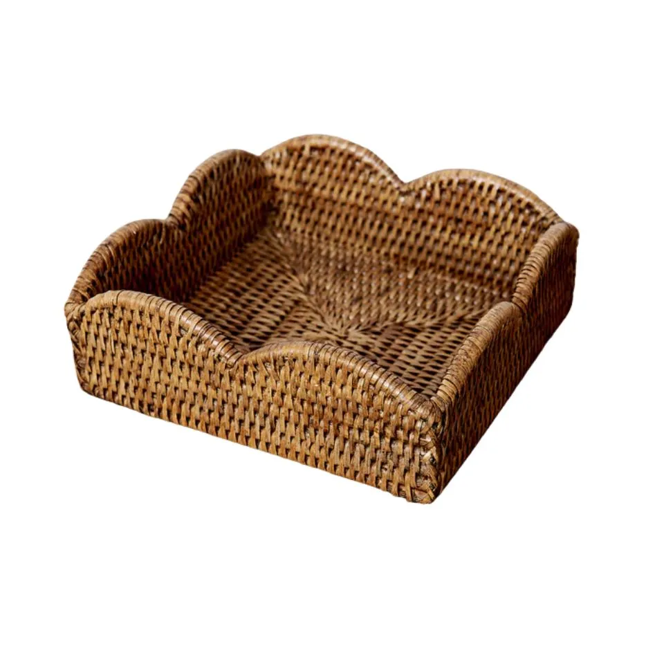 Scalloped Rattan Napkin Holder Short Lead Time