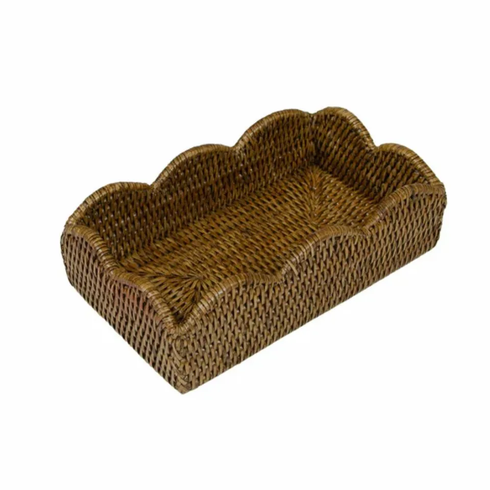 Scalloped Rattan Napkin Holder Handicraft