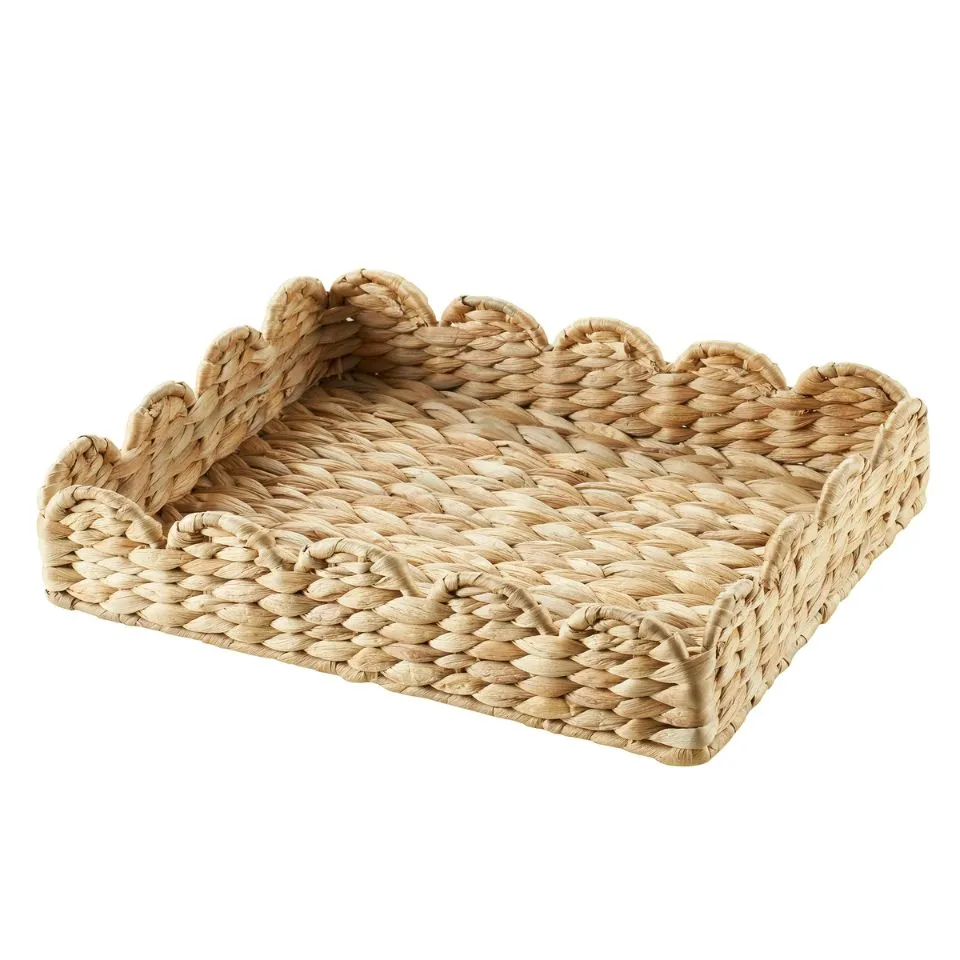 Scalloped Water Hyacinth Tray Low Moq