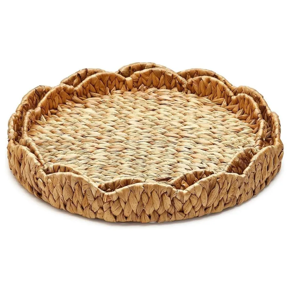 Scalloped Water Hyacinth Tray Short Lead Time