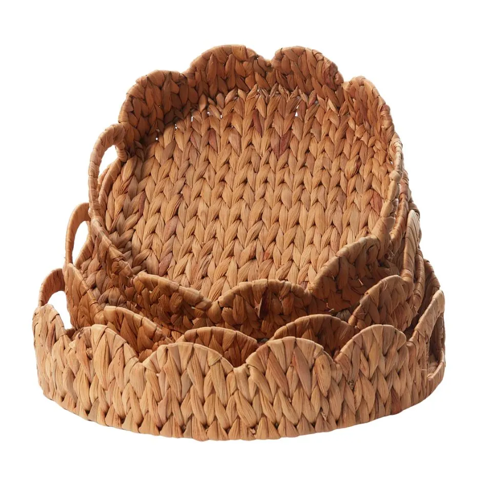 Scalloped Water Hyacinth Tray Handicraft