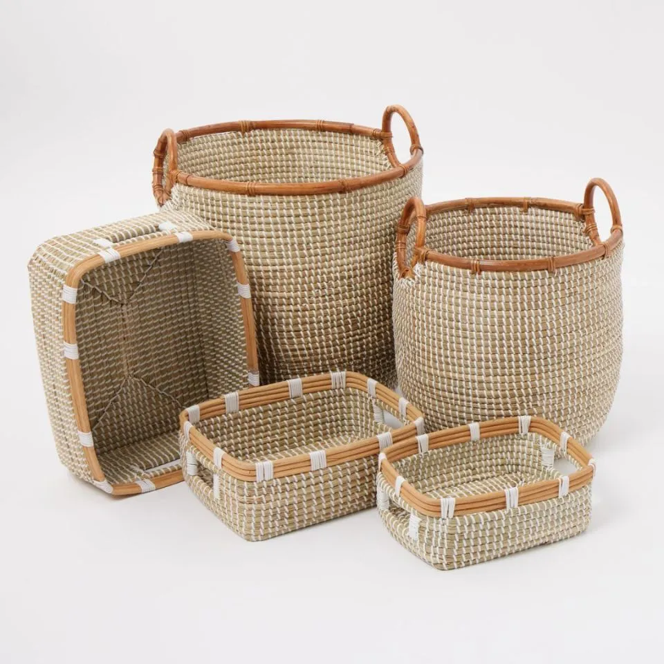 Seagrass storage baskets for modern farmhouse organization