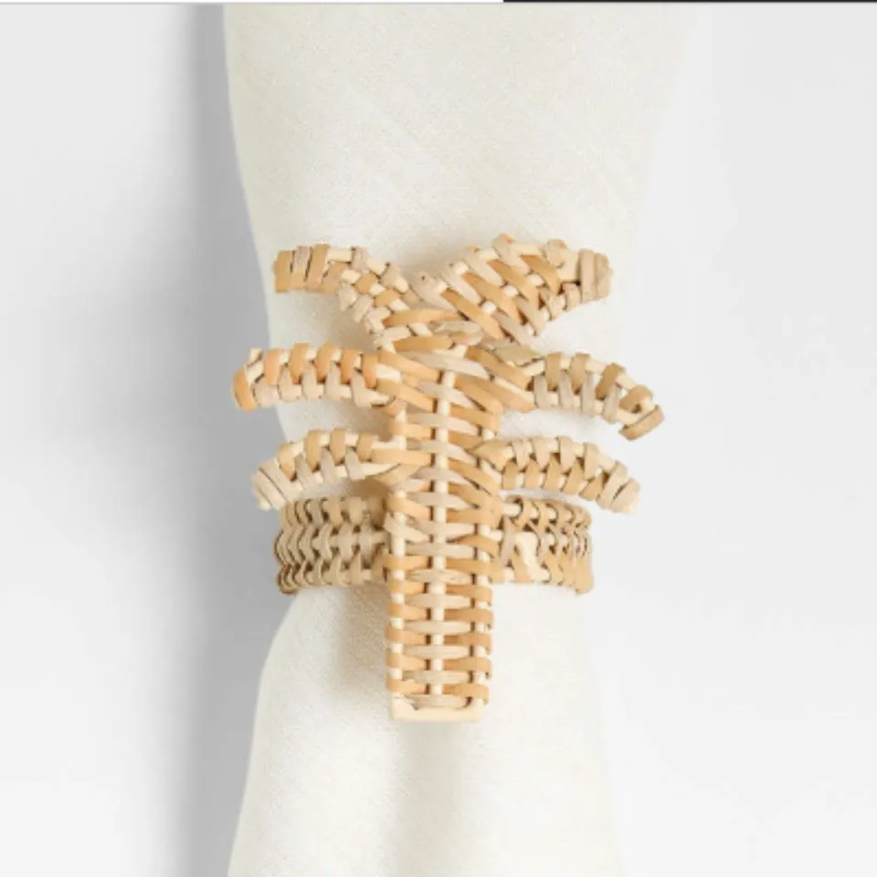 Shaped Rattan Napkin Rings Private Label