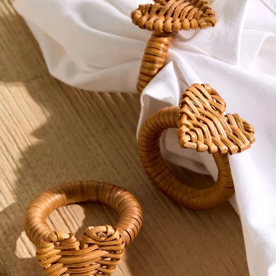 Shaped Rattan Napkin Rings Custom