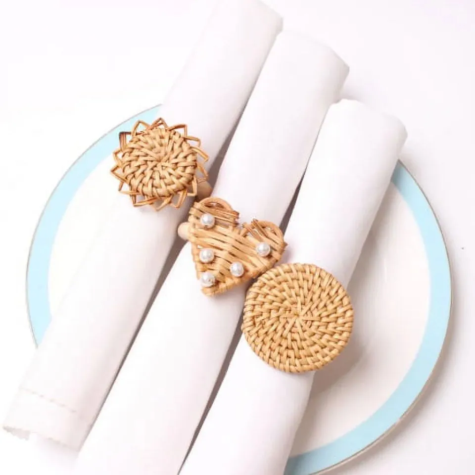 Shaped Rattan Napkin Rings Handicraft