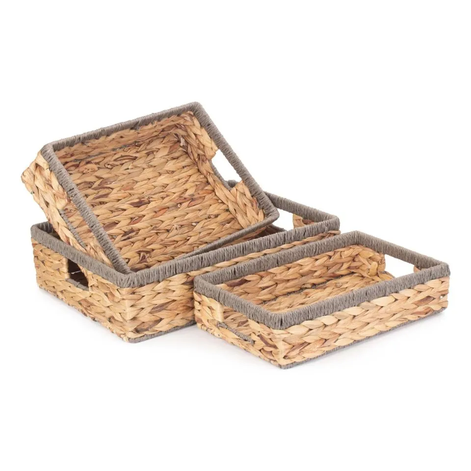 Small Water Hyacinth Rectangle Storage Basket Hight Quality