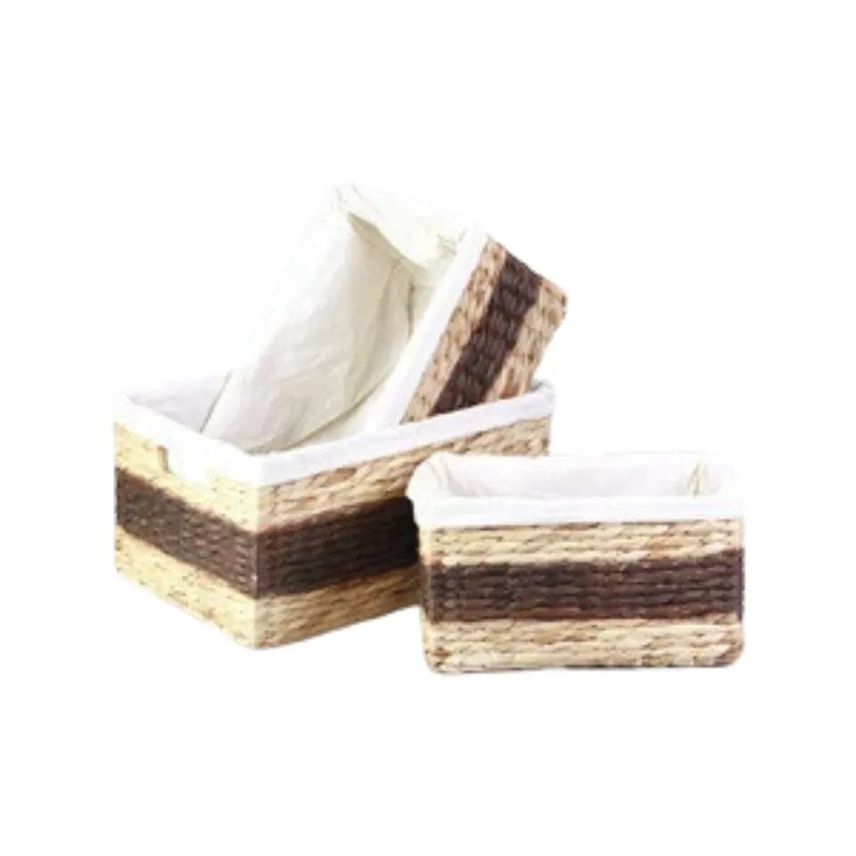 Small Water Hyacinth Rectangle Storage Basket OEM
