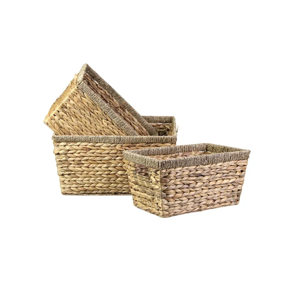 Small Water Hyacinth Rectangle Storage Basket Short Lead Time