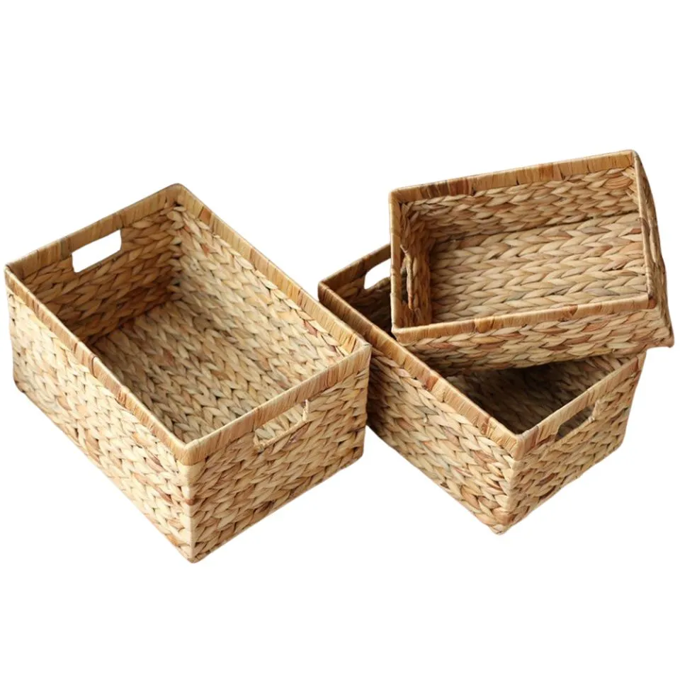 Small Water Hyacinth Rectangle Storage Basket Manufacturer