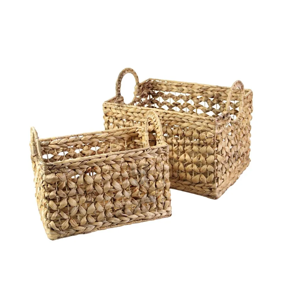 Small Water Hyacinth Rectangle Storage Basket Vietnam
