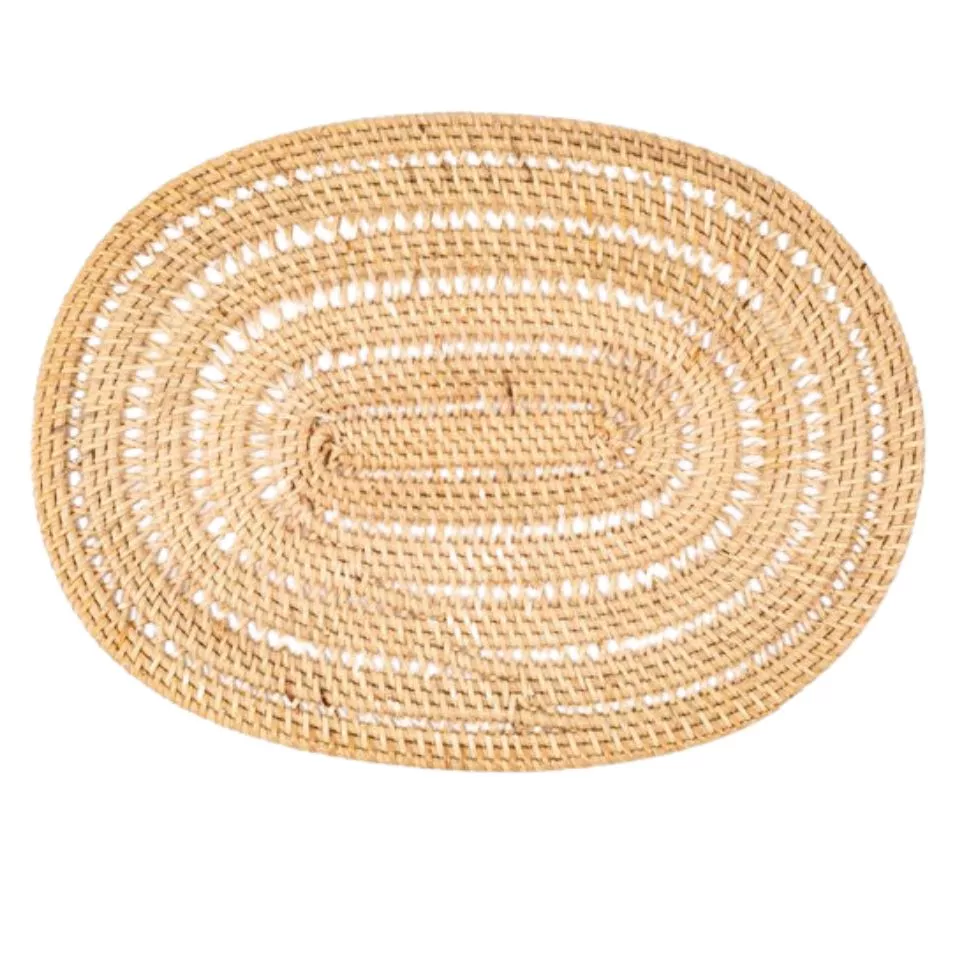 Handwoven Spiral Rattan Placemats Eco Friendly