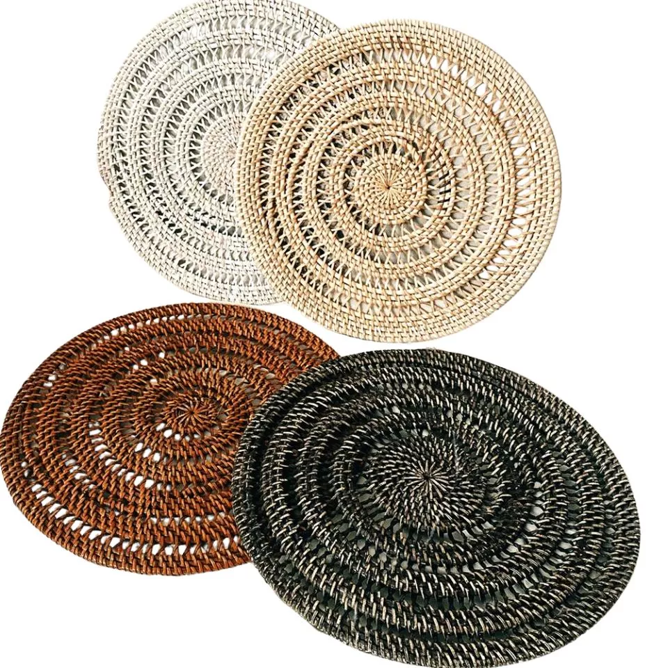 Handwoven Spiral Rattan Placemats Hight Quality