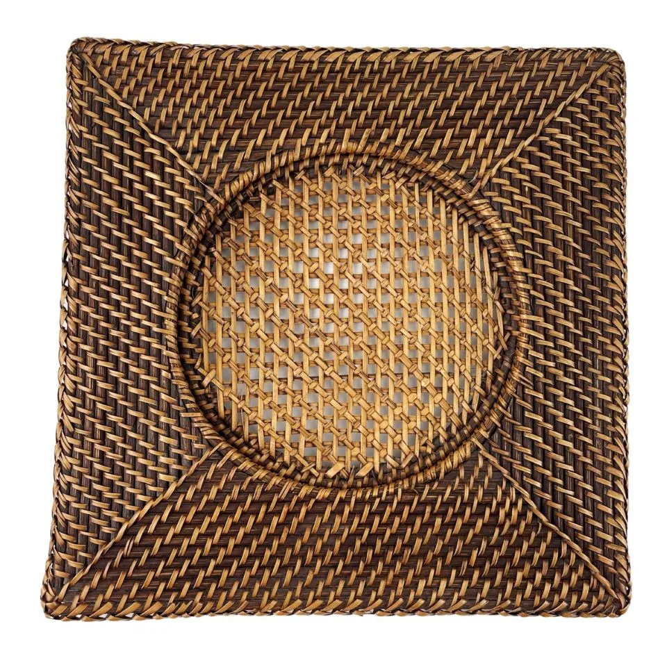 Square Rattan Charger Plate Private Label