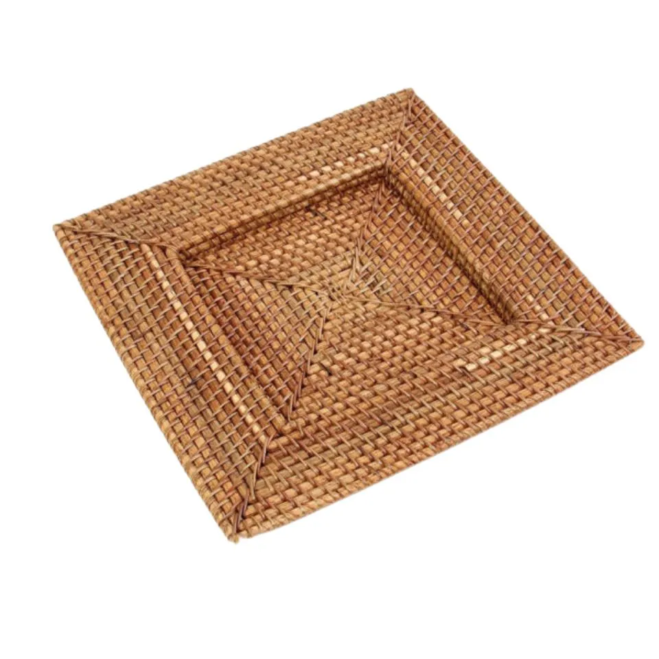 Square Rattan Charger Plate Low Moq