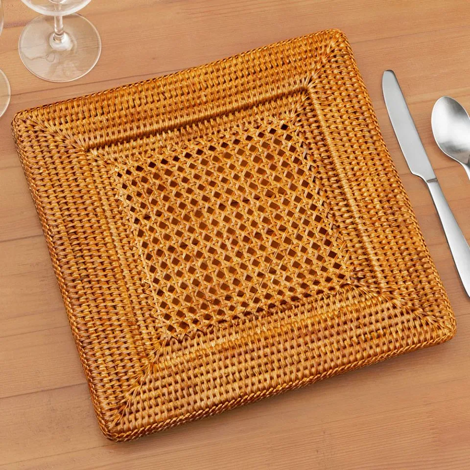 Square Rattan Charger Plate Custom